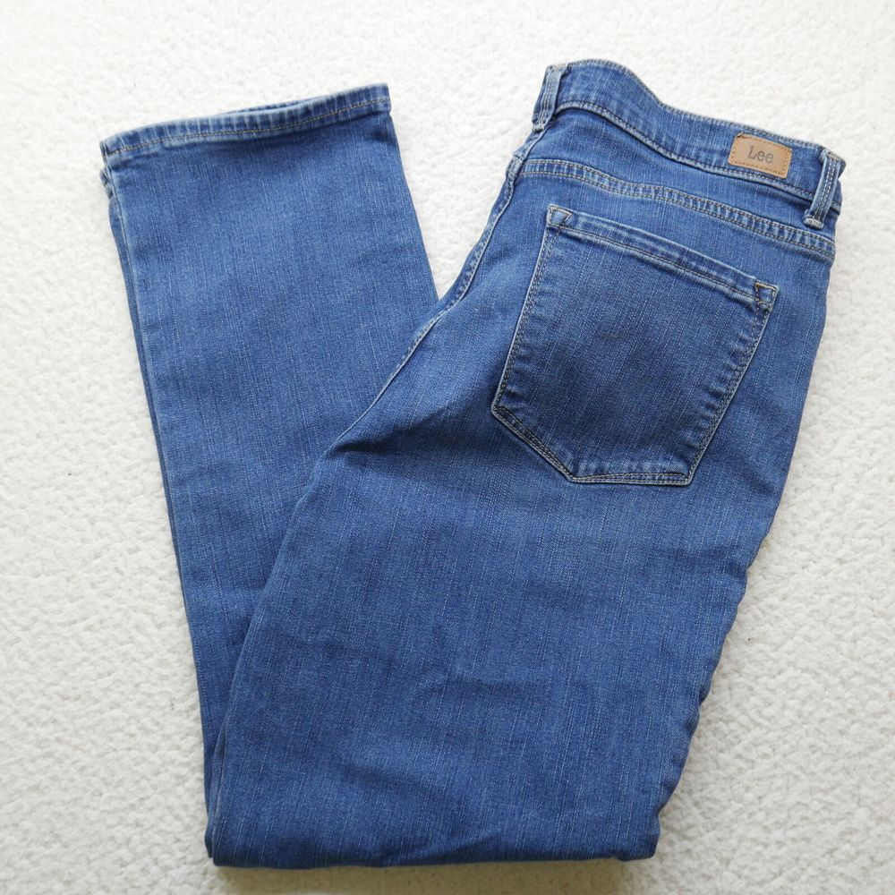 Lee Jeans Women 14‎ Petite Classic Fit Straight Leg Blue Denim Stretch